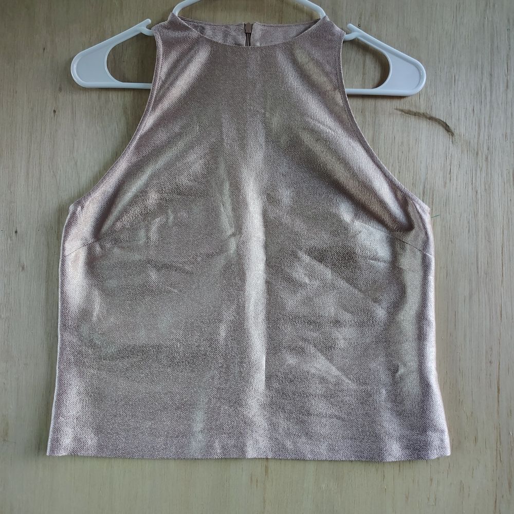Zara Metallic Pink Silver Crop Top Size S